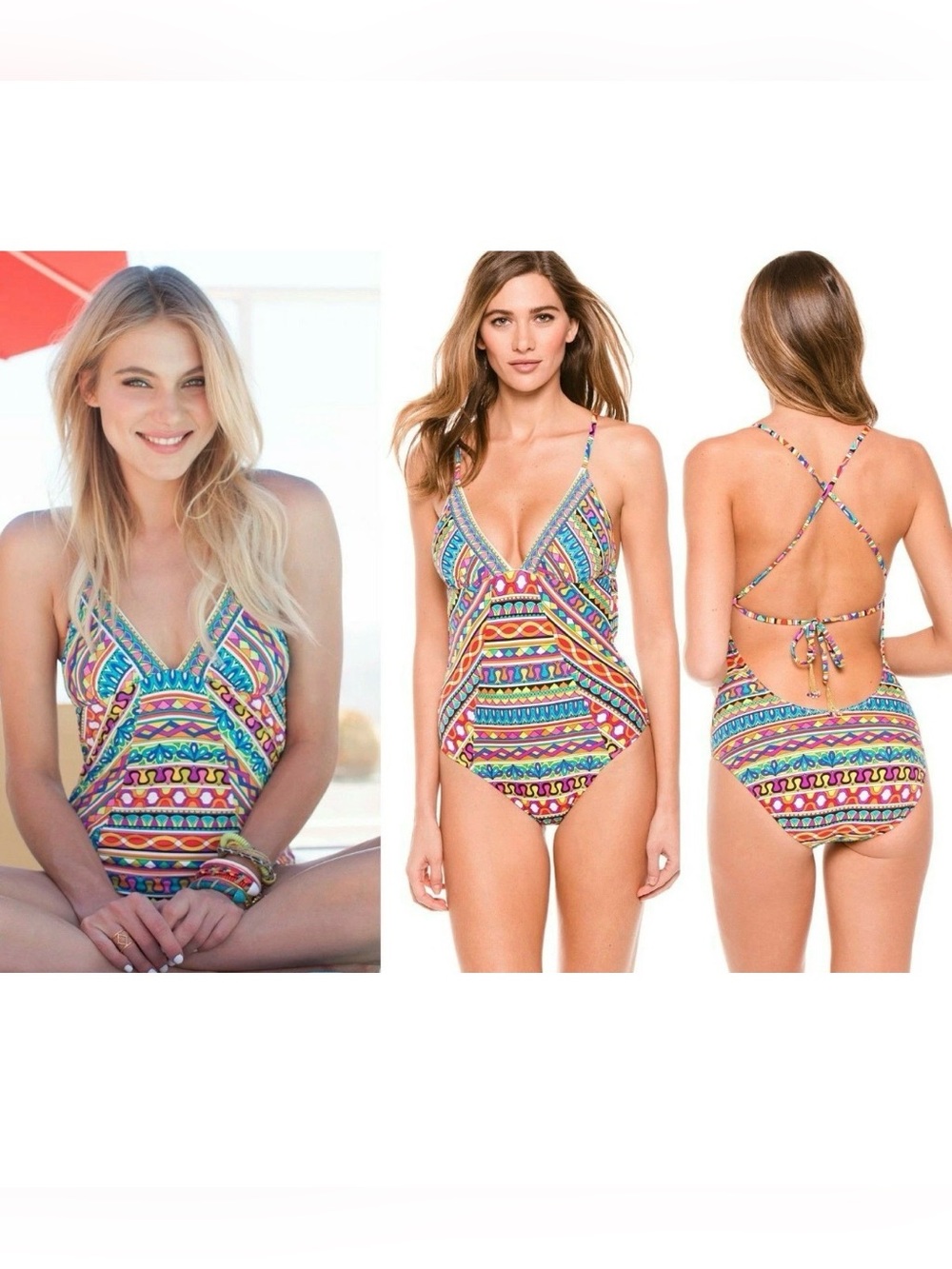 Trina Turk Peruvian Stripe Multicolor Printed One-Piece Swimsuit
